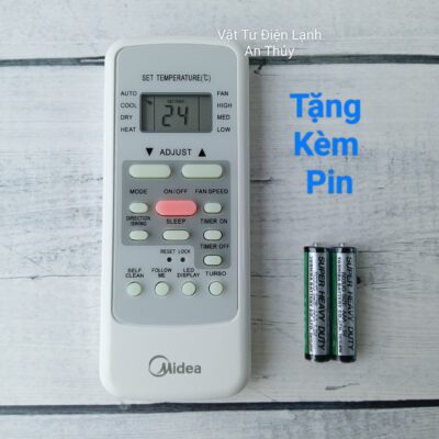 Remote Máy Lạnh MIDEA Nút Nguồn Hồng ADJUST - Tặng Kèm Pin Hàng Hãng