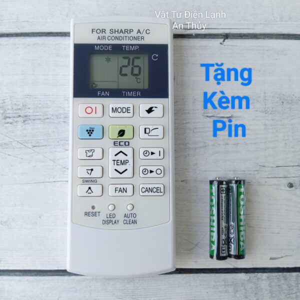 Remote Máy Lạnh SHARP CLEAN Nút Nguồn Đỏ ION Xanh Nhạt ECO Xanh Đọt Chuối - Tặng Kèm Pin