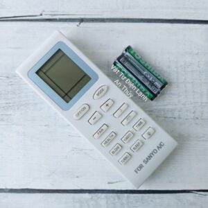Remote Máy Lạnh SANYO Viền Xanh Ngắn – Tặng Kèm Pin Hàng Hãng