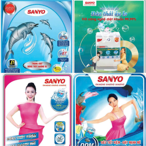 Combo 10 tem dán máy giặt SANYO