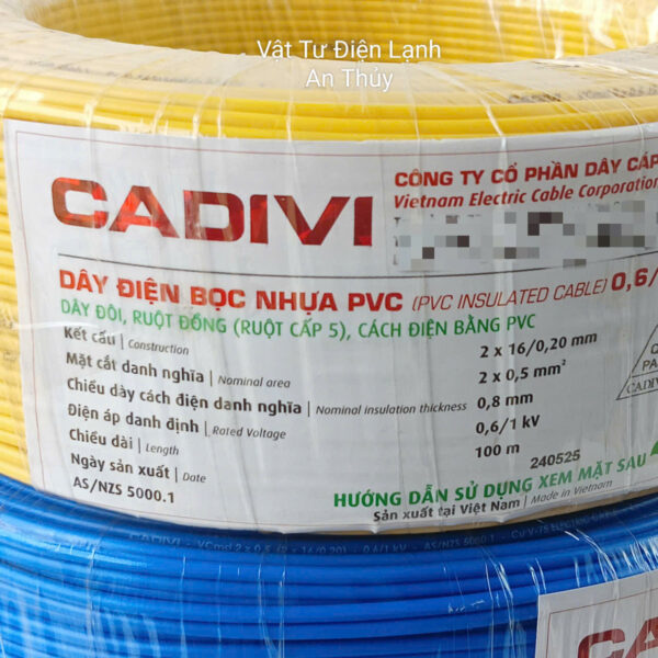 Dây điện đôi mềm Cadivi 2x0,5mm cuộn dài 100 mét