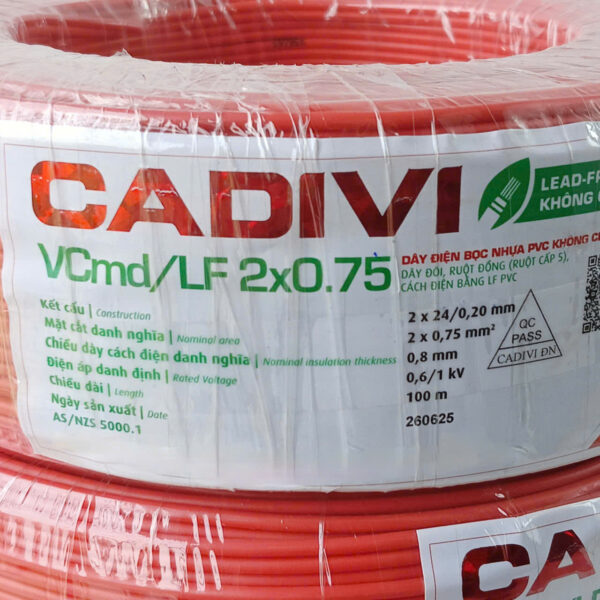 Dây điện đôi mềm Cadivi 2 x 0.75 cuộn dài 100 mét