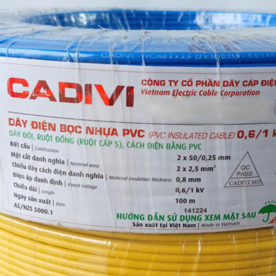 Dây điện đôi mềm Cadivi 2x2.5mm cuộn dài 100 mét