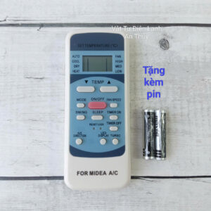 Remote máy lạnh MIDEA nút nguồn cam temp tặng kèm pin