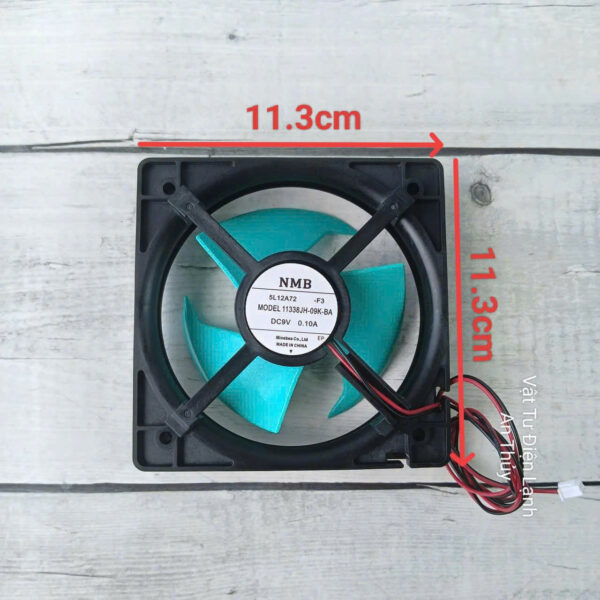 Quạt tủ lạnh Panasonic 9V 2 dây kích thước 11.3cm x 11.3cm cánh xanh (NMB)
