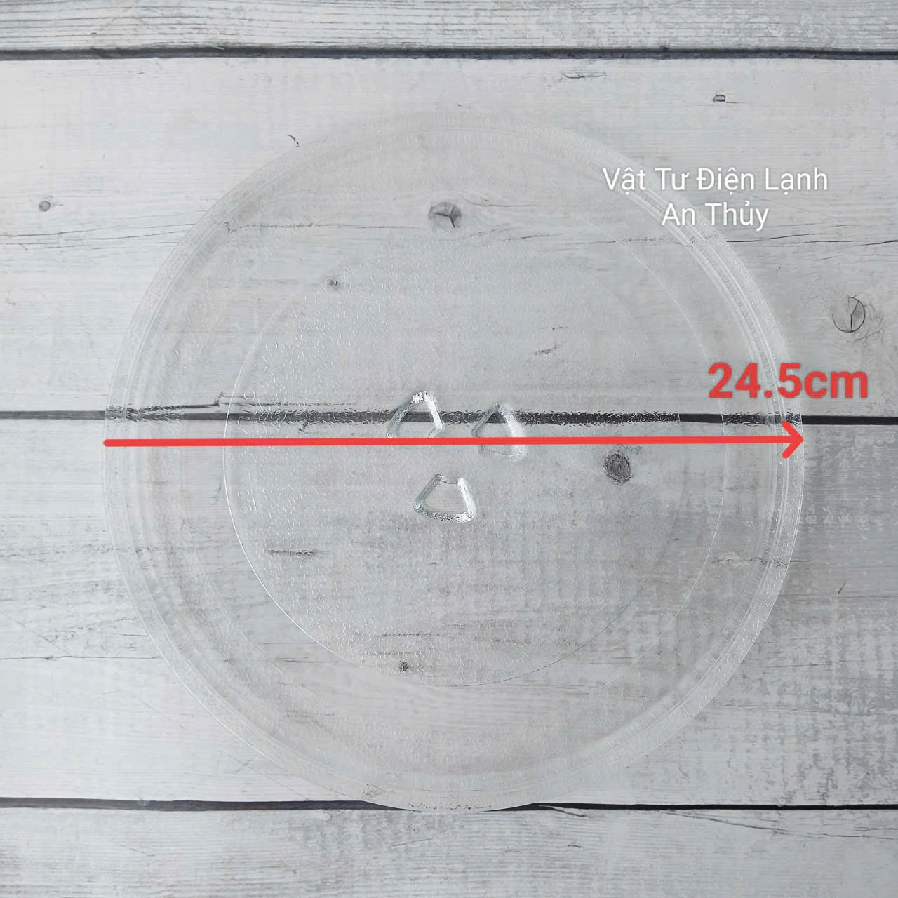 Đĩa thuỷ tinh lò vi sóng đường kính 24.5cm có vấu Đĩa thuỷ tinh lò vi sóng đường kính 24.5cm có vấu